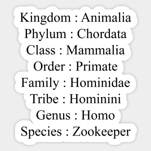 Zookeeper taxonomy Sticker